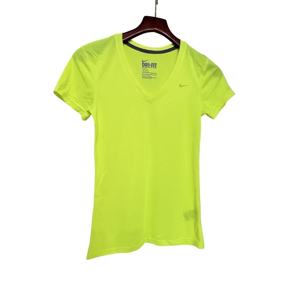Nike Shirt Womens XS Green Short Sleeve V Neck Regular Fit Workout Activewear